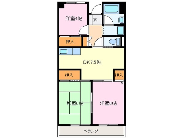 宮町駅 徒歩4分 4階の物件間取画像